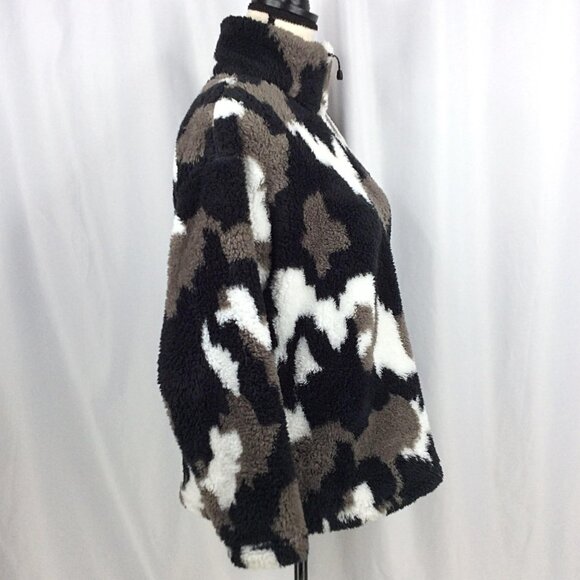 Eddie Bauer Womens Ultra Soft Sherpa Fleece 1/4 Zip Pullover Medium Black Camo - Picture 6 of 12